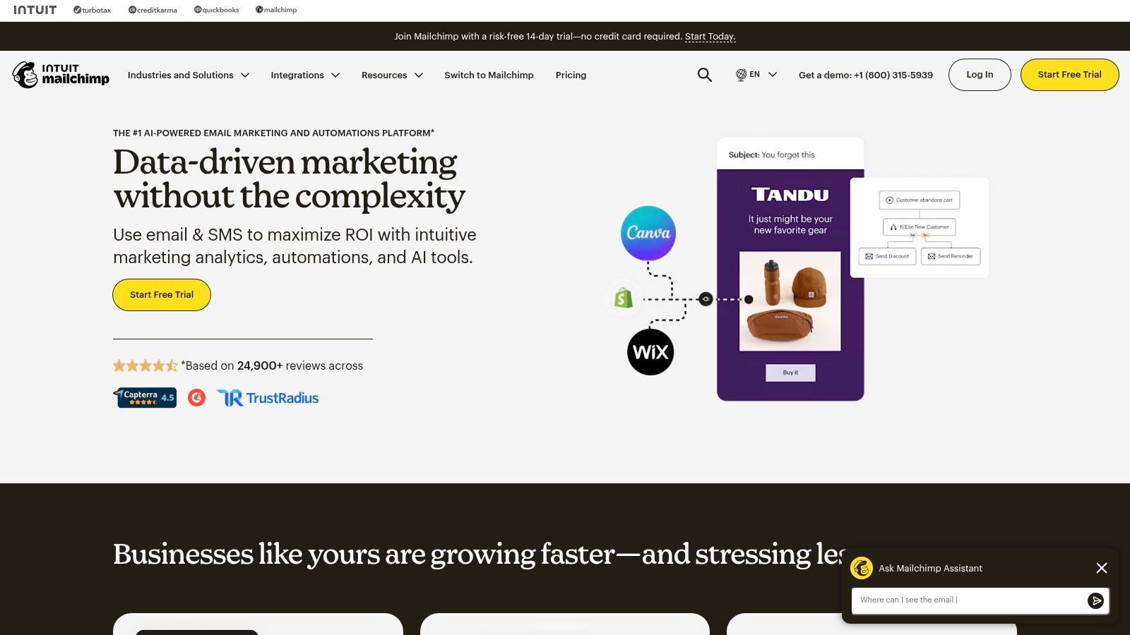 Mailchimp (with Intuit Assist and AI-driven automations)
